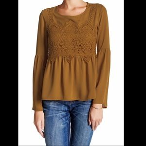 Women’s mustard crochet detailed blouse